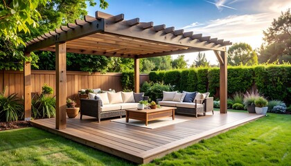 Obraz premium Backyard Patio Sunset Relaxation.