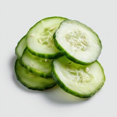 Fresh Cucumber Slices - Healthy and Delicious , white background cut out PNG