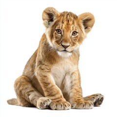 Obraz premium Adorable Lion Cub Portrait , white background cut out PNG