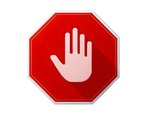 Obraz premium Red Octagonal Stop Sign with White Hand Vector Illustration