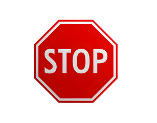 Red Octagonal Stop Sign with White Hand Vector Illustration