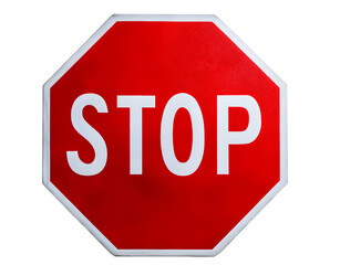 Red Octagonal Stop Sign with White Hand Vector Illustration