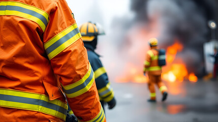 Obraz premium Fire retardant clothing worn by firefighters in case of emergency.
