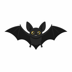 Cute Bat Cartoon Illustration for Kids Coloring Book