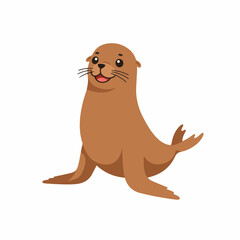 Obraz premium Cute Sea Lion Cartoon Illustration for Kids Coloring Book