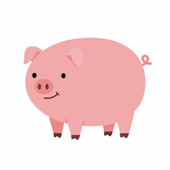 Cute Pig Cartoon Illustration for Kids Coloring Book