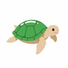 Cute Sea Turtle Cartoon Illustration for Kids Coloring Book