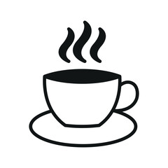 Obraz premium Coffee mug icon with steam for cafe menu, beverage, and warm drink projects.