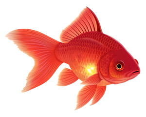 Colorful Red Goldfish Swimming Gracefully with Transparent Background in Aquatic Environment