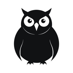minimalist silhouette of a plump owl on white background