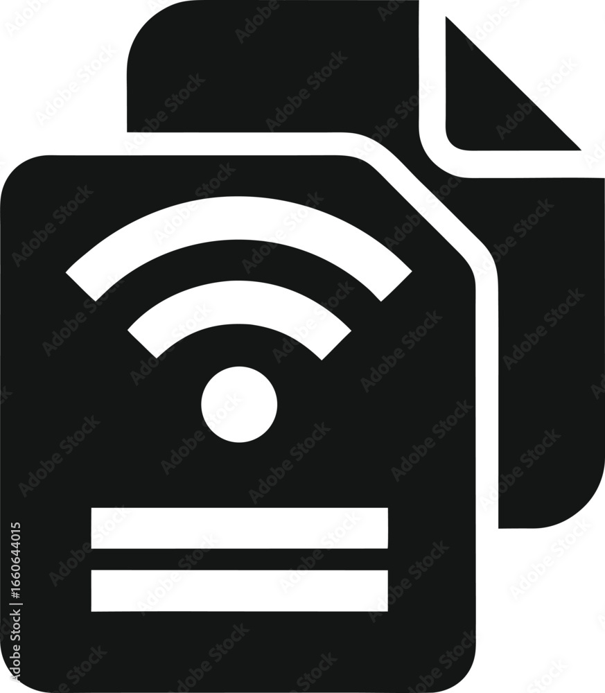 Poster document with wifi icon representing wireless connection