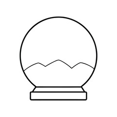 Snow Globe Line Art Vector Illustration on White Background