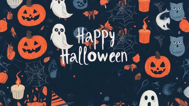 Festive halloween pattern with pumpkins, ghosts, and spooky elements
