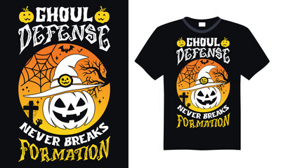 Ghoul defense never breaks formation - t shirt design Fitness meets fright in spooky art