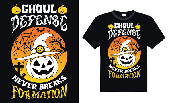 Ghoul defense never breaks formation - t shirt design Fitness meets fright in spooky art