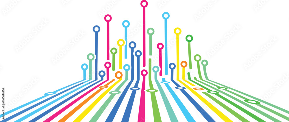 Poster vector art of colorful abstract lines representing data growth and technology