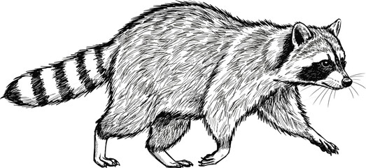 Raccoon sketch, hand drawn wild animal, wildlife vector illustration, forest creature line art, raccoon drawing for nature lovers © Best_Design
