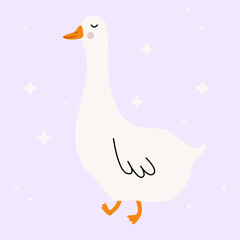 Goose bird vector illustration. Cute goose