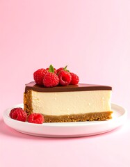 Chocolate-glazed cheesecake slice