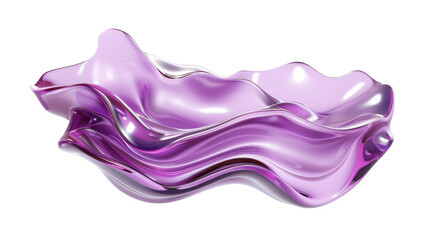 Smooth Flowing Abstract Sculpture in Soft Purple with Transparent Background and Organic Shapes