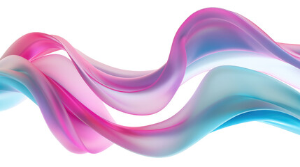 Vibrant Flowing Ribbons in Pink and Blue Colors on Transparent Background