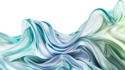 Abstract Fluid Texture with Undulating Waves in Blue and Green Tones on a Transparent Background