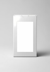 A clean, minimalist white box with a blank label area, presented on a neutral, seamless background, ready for branding or product display.