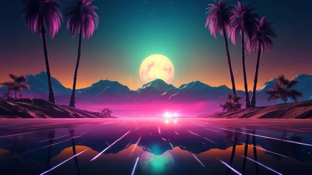 Futuristic Cyberpunk Highway in Vaporwave