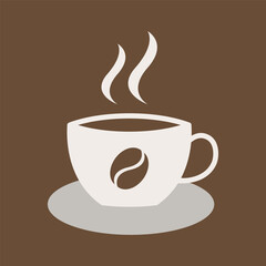 Coffee glass mug icon in withand chocolate color with steam for beverage, menu, and cafe art.