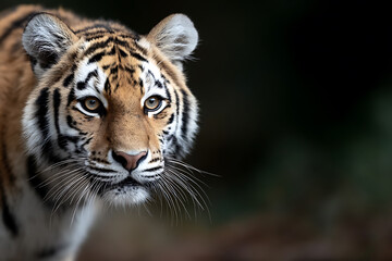 Fototapeta premium wildlife conservation, a endangered tiger in its natural habitat captured in a close-up portrait