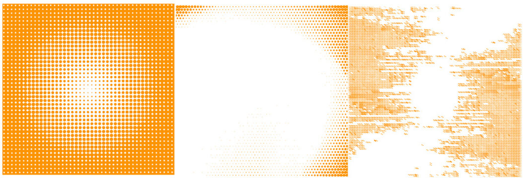 Conjunto de fondos abstractos de trama de semitonos con puntos y cuadrados

