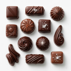 Obraz premium A delectable and luxurious collection of rich, dark chocolate pieces, showcasing their glossy sheen and textured surfaces 21 copy