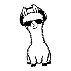 DJ Llama Cool Sunglasses Headphone Party Music Club