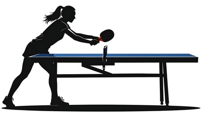 Silhouette of a female ping pong player (1)