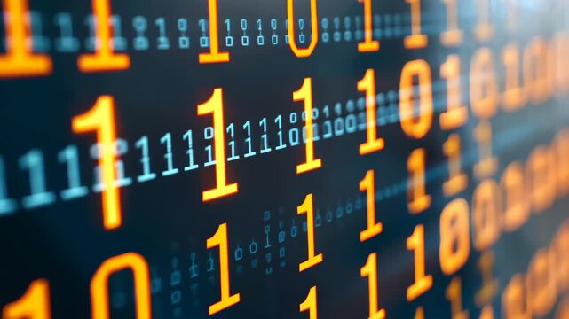 Binary Code: Abstract representation of digital data and information in a complex pattern of binary code, a vivid illustration of digital concepts and data.