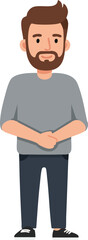 Fototapeta premium Young man with beard standing in casual clothes simple flat style vector illustration design 