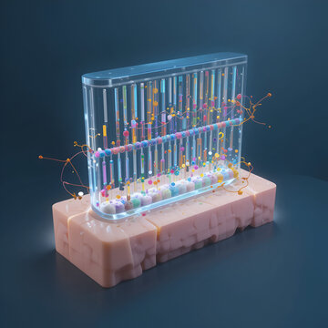 Sanger Sequencing. 3D illustration of a method of DNA sequencing.