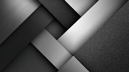 Abstract Geometric Design Using Silver and Black Metallic Textures