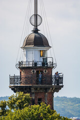 Gdansk, Poland - August 18, 2021. Lighthouse by New Port