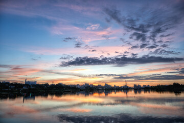 茨城県水戸市　千波湖の日の出風景
