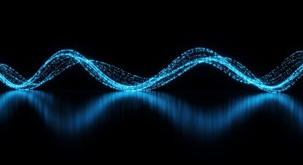Blue light wave pattern on black background