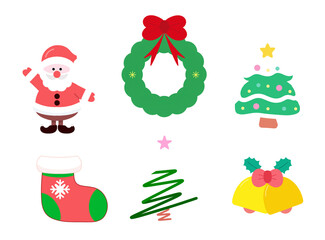 christmas, holiday, santa, tree, socks, bell, winter, decoration, sticker