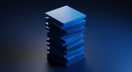 Stacked blue blocks abstract geometric form