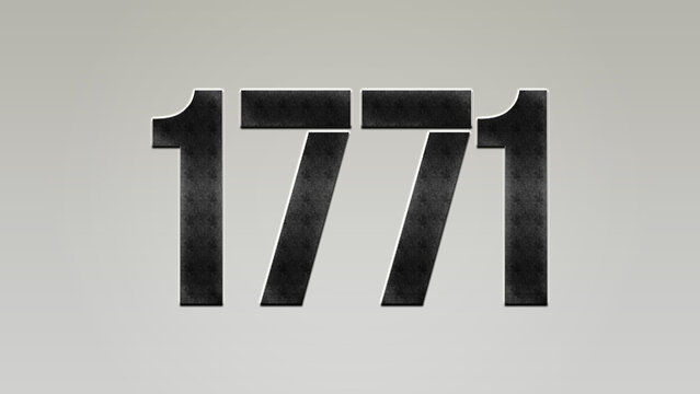 3D Bold metal number 1771 on silver background.