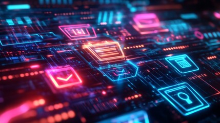 Fototapeta premium Omnichannel retail concept depicted through 3d digital shopping icons illustration