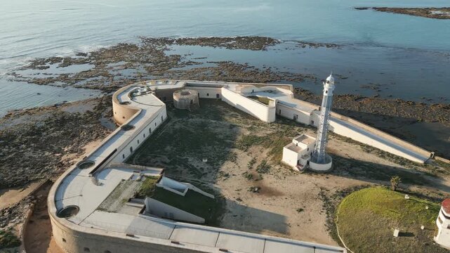 Aerial perspective of the Avanzada de Santa Isabel in Cadiz, Spain