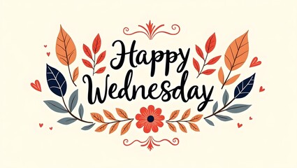 Happy Wednesday floral greeting card illustration design