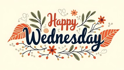 Happy Wednesday floral greeting card illustration design