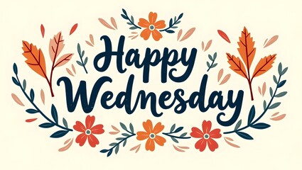 Happy Wednesday floral greeting card illustration design
