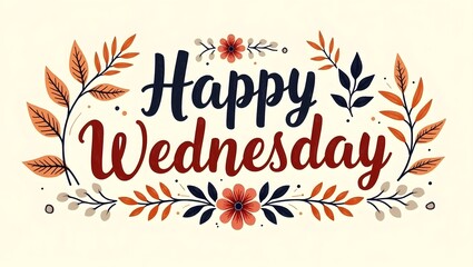 Happy Wednesday floral greeting card illustration design